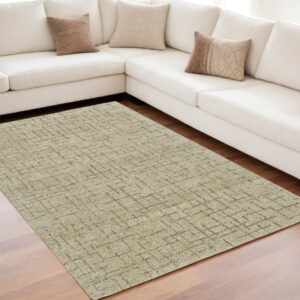 5' X 8' Tan and Gray Wool Geometric Hand Tufted Area Rug