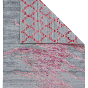 5' X 8' Red and Gray Abstract Hand Tufted Area Rug