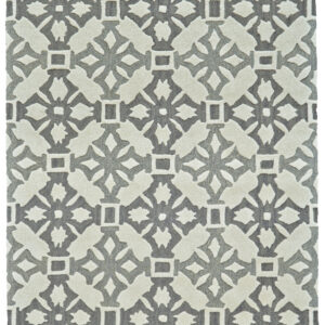 5' X 8' Gray and Ivory Wool Geometric Hand Tufted Area Rug
