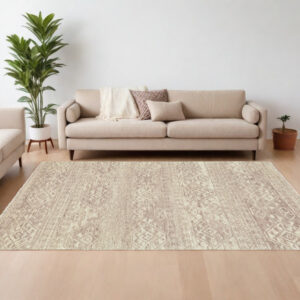 8' X 10' Brown and Tan Wool Southwestern Hand Knotted Area Rug