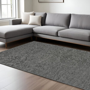 6' X 9' Gray Abstract Hand Woven Area Rug