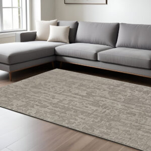 6' X 9' Taupe Abstract Hand Woven Area Rug