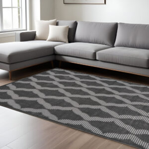 8' X 11' Gray and Brown Geometric Power Loom Area Rug