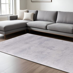 5' X 8' Gray and Ivory Abstract Power Loom Worn Faded Area Rug