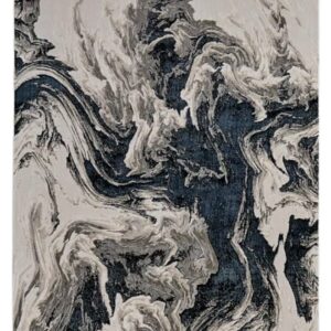 5' X 8' Ivory Black and Taupe Abstract Power Loom Area Rug