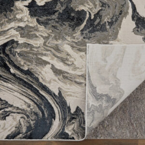 12' X 18' Ivory Black and Taupe Abstract Power Loom Area Rug