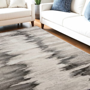 5' X 8' Gray Ivory and Taupe Abstract Power Loom Area Rug