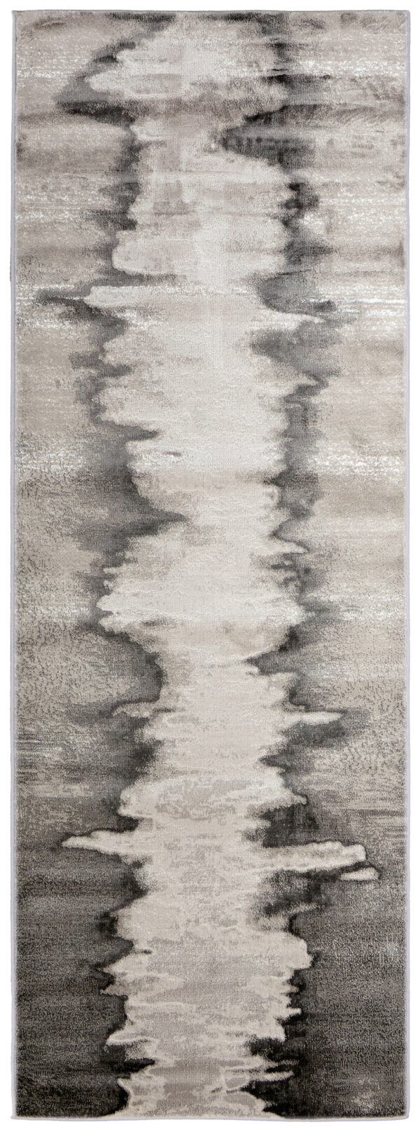 8' Gray Ivory and Taupe Abstract Power Loom Runner Rug