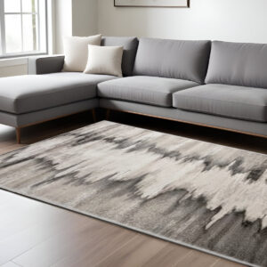13' X 20' Gray Ivory and Taupe Abstract Power Loom Area Rug