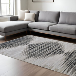 13' X 20' Black and Silver Geometric Power Loom Area Rug