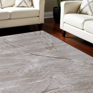 8' X 11' Silver Brown and Taupe Abstract Power Loom Area Rug