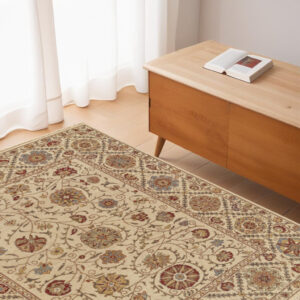 4' X 6' Red Tan and Gold Wool Oriental Hand Knotted Area Rug