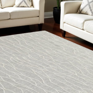 12' X 15' Gray and Ivory Wool Abstract Hand Tufted Area Rug