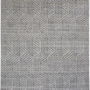 5' X 8' Tan and Gray Wool Geometric Hand Knotted Area Rug