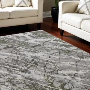 8' X 11' Taupe and Gray Abstract Power Loom Area Rug With Fringe