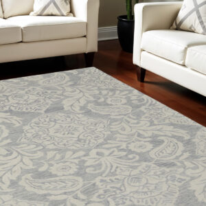 12' X 15' Blue and Ivory Wool Oriental Hand Tufted Area Rug