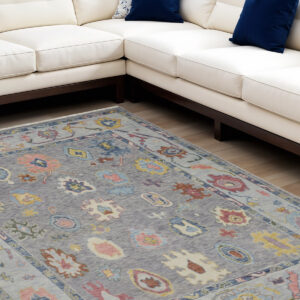 12' X 15' Gray Blue and Red Wool Oriental Hand Knotted Area Rug With Fringe