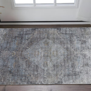 2' X 3' Gray Abstract Distressed Area Rug