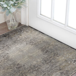 2' X 3' Tan and Gray Oriental Power Loom Worn Faded Area Rug