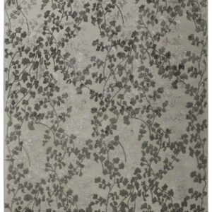 8' X 10' Gray and Silver Floral Hand Tufted Area Rug