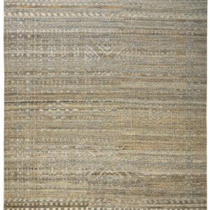 6' X 9' Gold and Tan Geometric Hand Knotted Worn Faded Area Rug