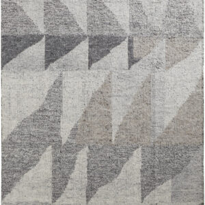 4' X 6' Gray and Ivory Wool Geometric Hand Knotted Area Rug