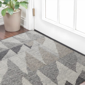 2' X 3' Gray and Ivory Wool Geometric Hand Knotted Area Rug