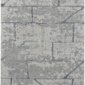 6' X 9' Gray and Silver Wool Abstract Hand Knotted Worn Faded Area Rug
