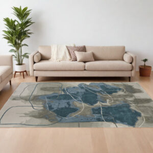 12' X 15' Blue and Gray Abstract Hand Tufted Area Rug