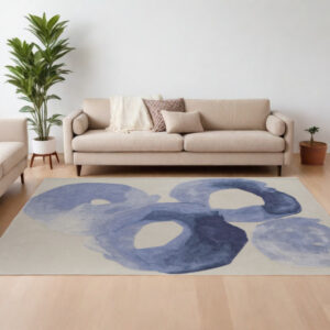10' X 14' Blue and Ivory Abstract Hand Tufted Area Rug
