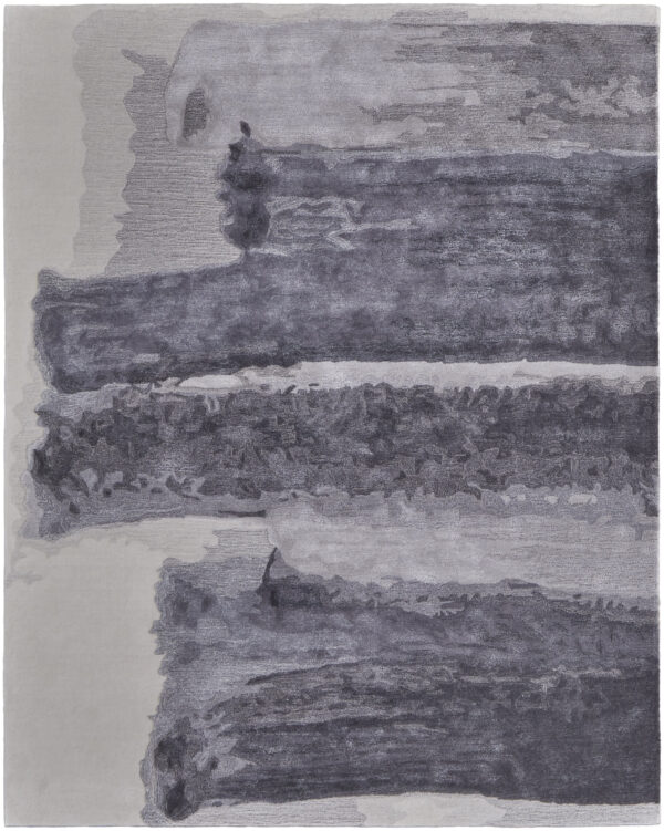 10' X 14' Dark Gray and Ivory Abstract Hand Tufted Area Rug