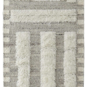 10' Gray and Ivory Wool Geometric Hand Woven Runner Rug