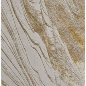 10' X 13' Ivory Brown and Gold Abstract Power Loom Area Rug
