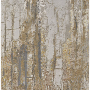 7' X 10' Ivory Gray and Brown Abstract Power Loom Area Rug