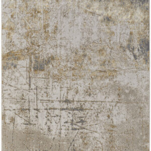 9' X 12' Ivory Gray and Brown Abstract Power Loom Worn Faded Area Rug