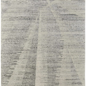 6' X 9' Ivory and Gray Abstract Hand Knotted Worn Faded Area Rug
