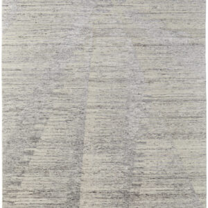 12' X 15' Ivory and Gray Abstract Hand Knotted Worn Faded Area Rug