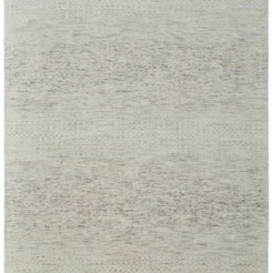 8' X 10' Ivory and Gray Wool Hand Knotted Area Rug With Fringe
