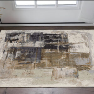 2' X 3' Gray Black and Brown Abstract Power Loom Area Rug