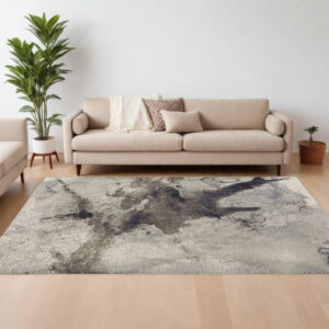 9' X 12' Gray Black and Brown Abstract Power Loom Area Rug