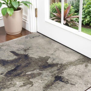 2' X 3' Gray Black and Brown Abstract Power Loom Area Rug