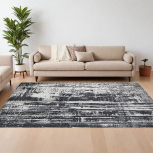 8' X 10' Black and Gray Abstract Hand Woven Area Rug