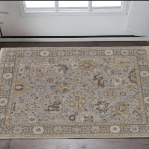 2' X 3' Gray and Brown Wool Oriental Hand Knotted Area Rug With Fringe