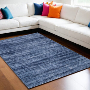 5' X 8' Blue and Gray Power Loom Area Rug