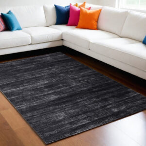 5' X 8' Black and Gray Power Loom Area Rug