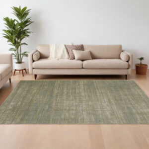 9' X 13' Tan and Green Power Loom Area Rug