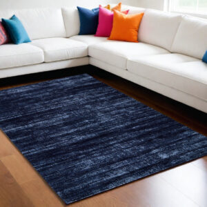 5' X 8' Black and Blue Power Loom Area Rug