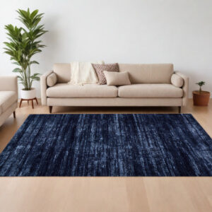 7' X 10' Black and Blue Power Loom Area Rug