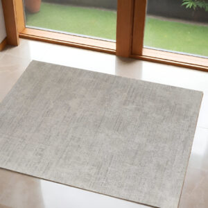 3' X 5' Ivory Abstract Hand Woven Worn Faded Area Rug