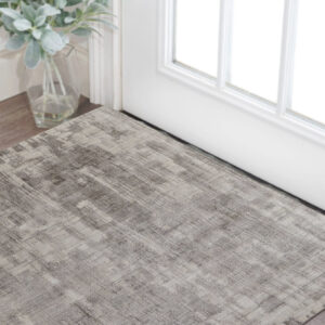 2' X 3' Gray and Ivory Abstract Hand Woven Worn Faded Area Rug
